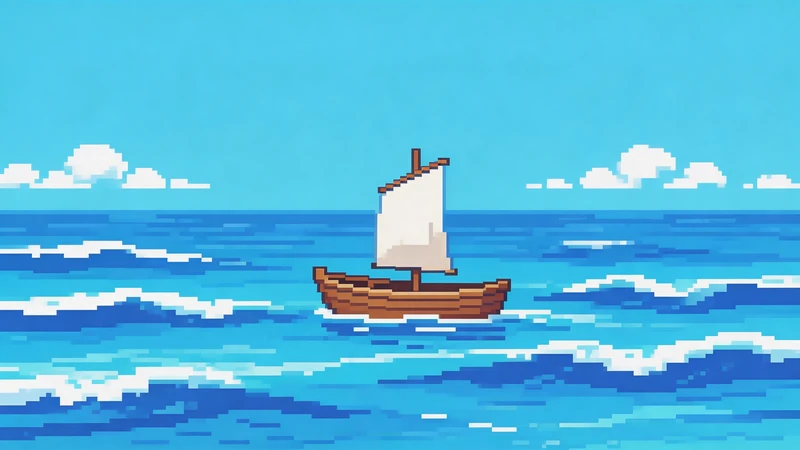 Ocean scene converted into pixel art