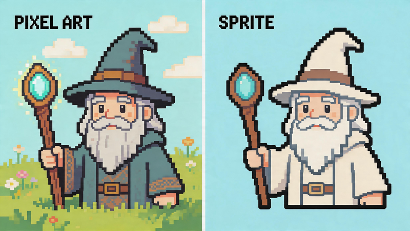 Photo to pixel art compared to photo to sprite