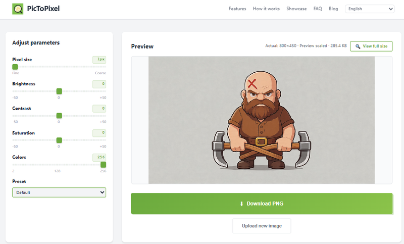 Upload a photo to convert to a sprite